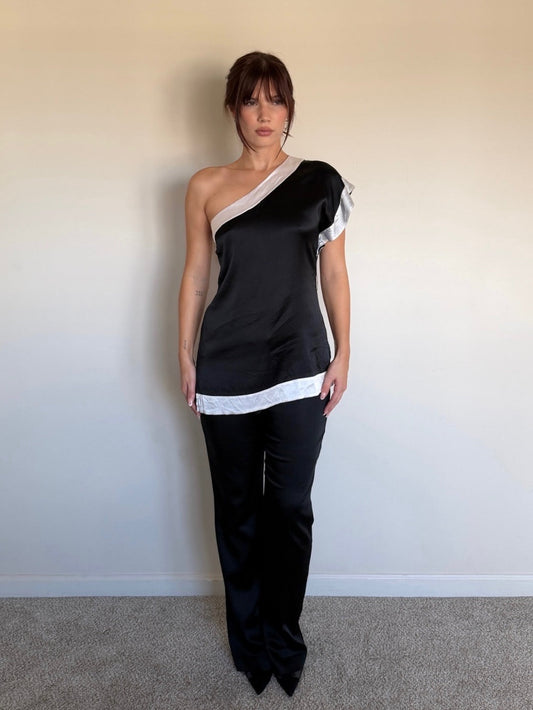 One Shoulder Satin Top