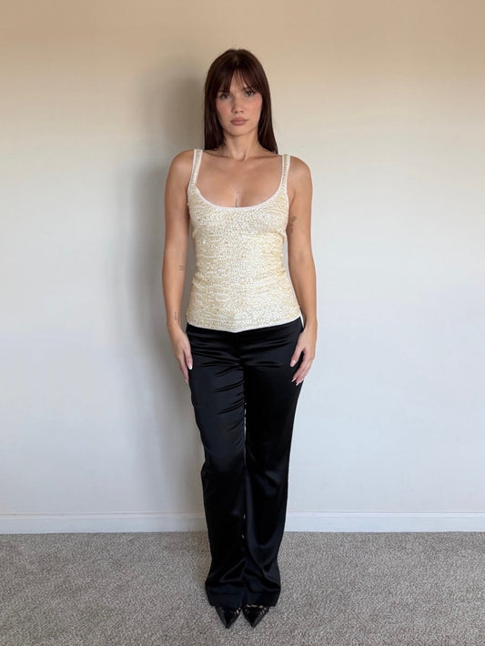 Cream Sequin Tank Top