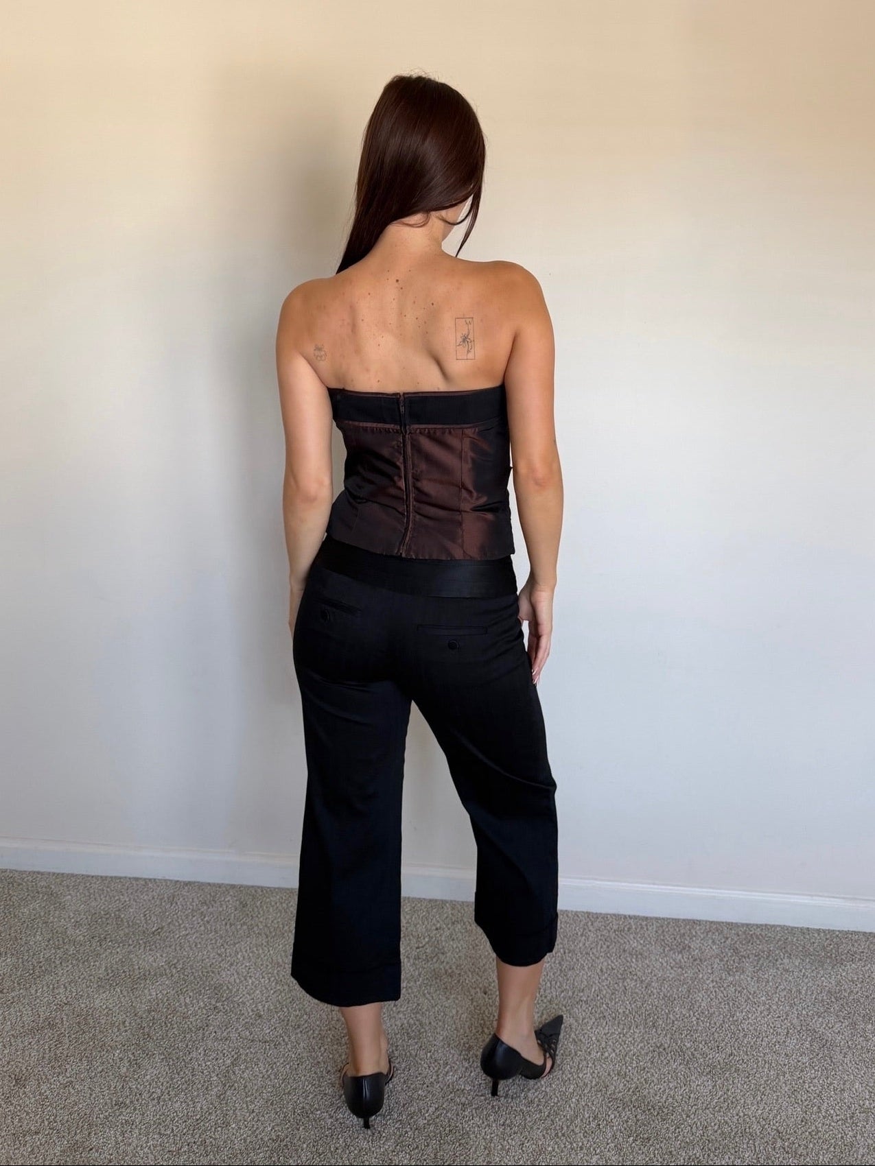 Metallic Brown Strapless Top