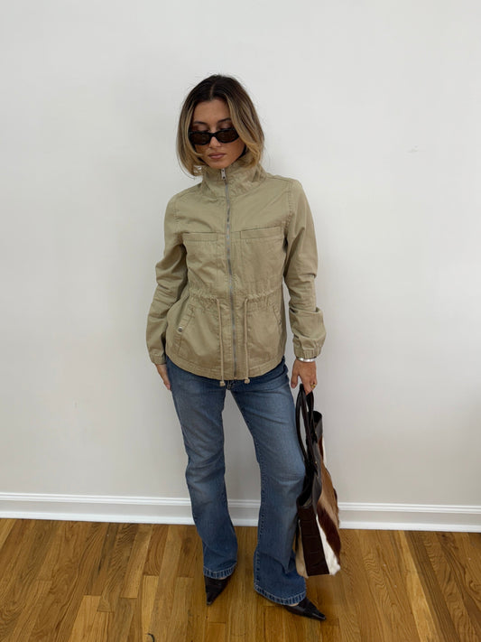 High Neck Zip Up Utility Jacket