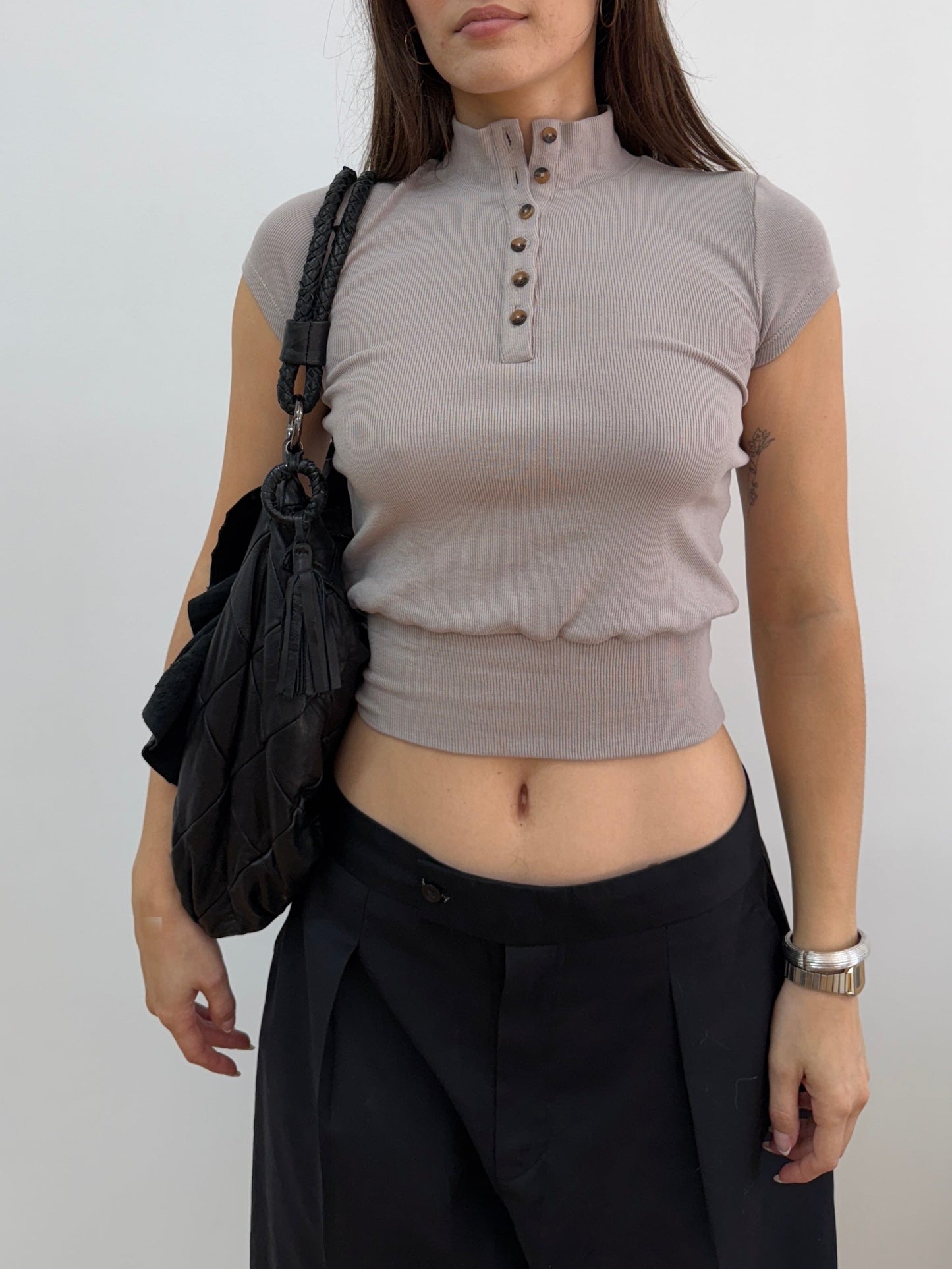 Faux Leather Bag w/ Ruffle Flap