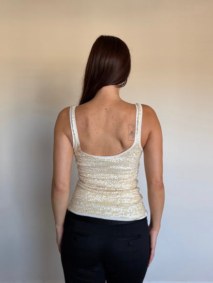 Cream Sequin Tank Top