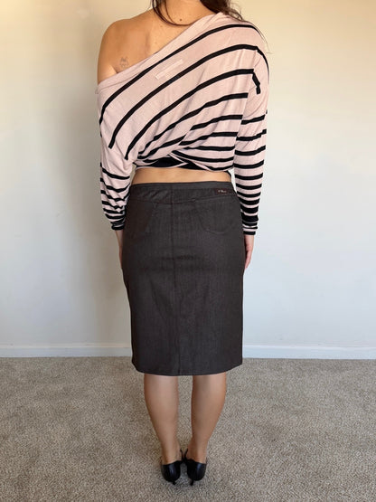 back of brown pencil skirt