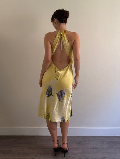 Floral Open Back Silk Dress