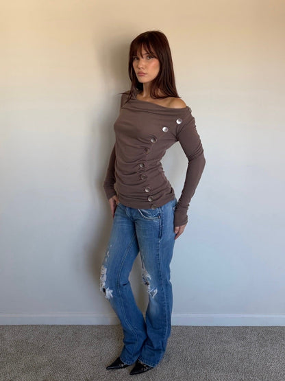 Asymmetrical Button Long sleeve