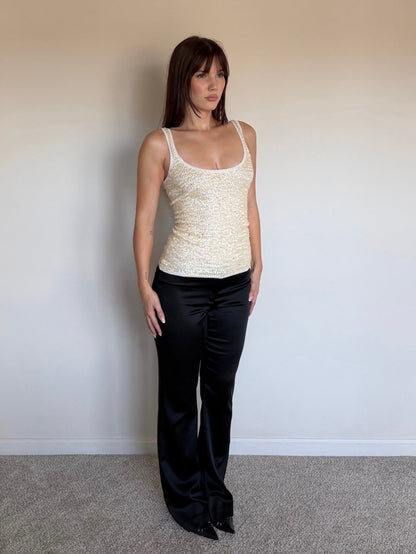 Cream Sequin Tank Top