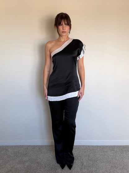 One Shoulder Satin Top