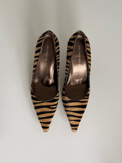Ponyhair Zebra Heels US 7.5