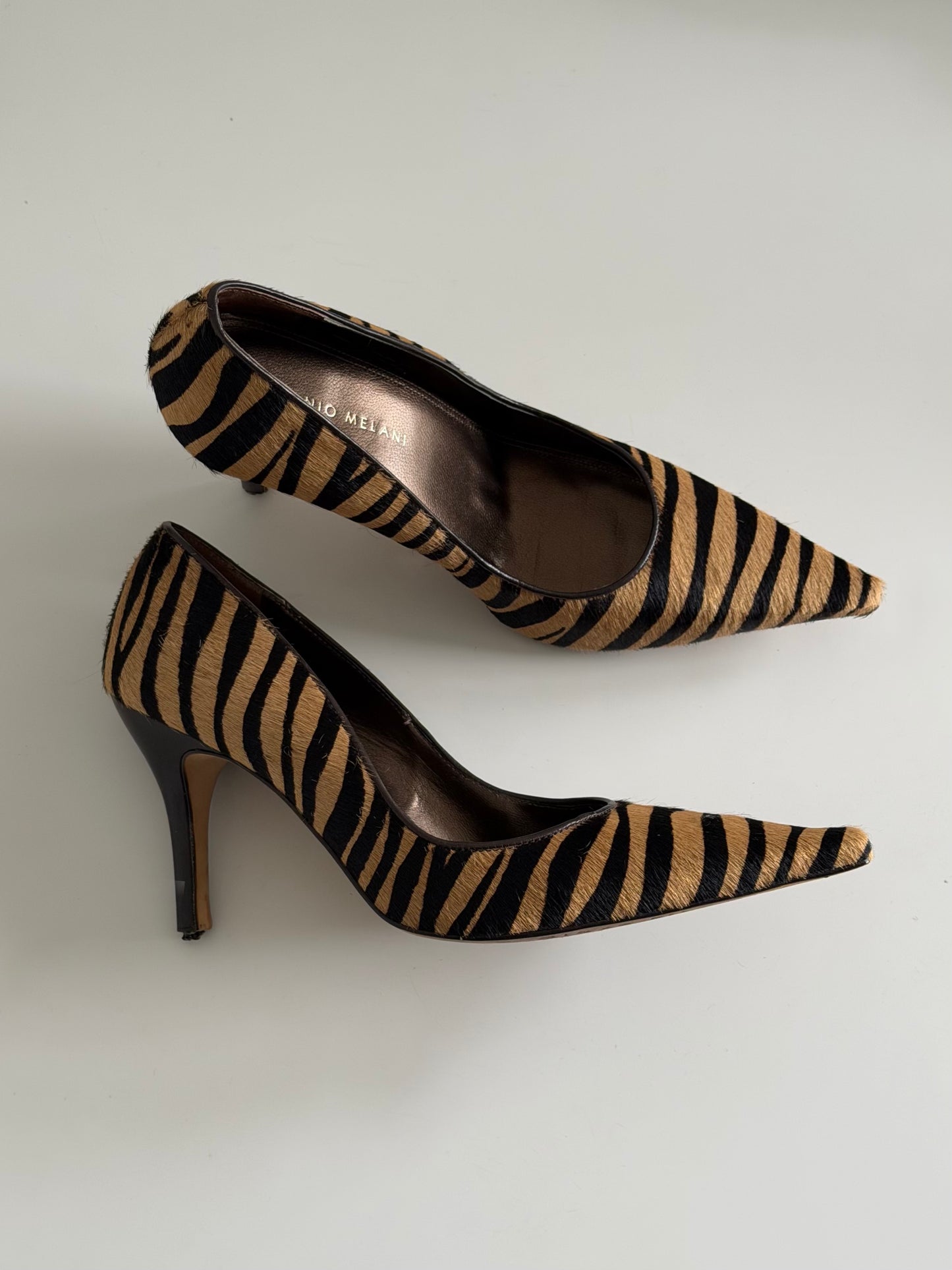 Ponyhair Zebra Heels US 7.5