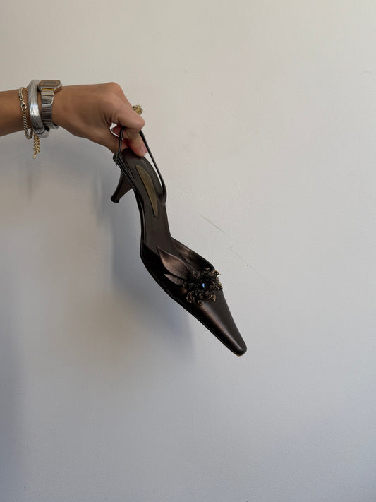 Guiseppe Zannotti Pointed Brown Kitten Heels 6.5