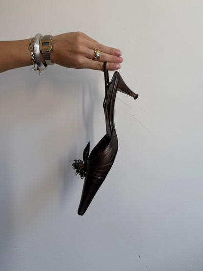 Guiseppe Zannotti Pointed Brown Kitten Heels 6.5