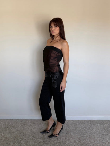 Metallic Brown Strapless Top