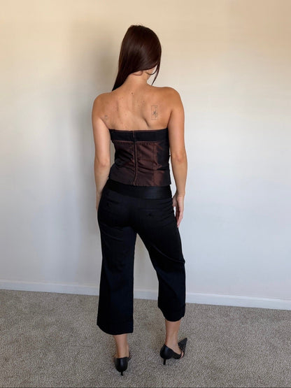 Metallic Brown Strapless Top
