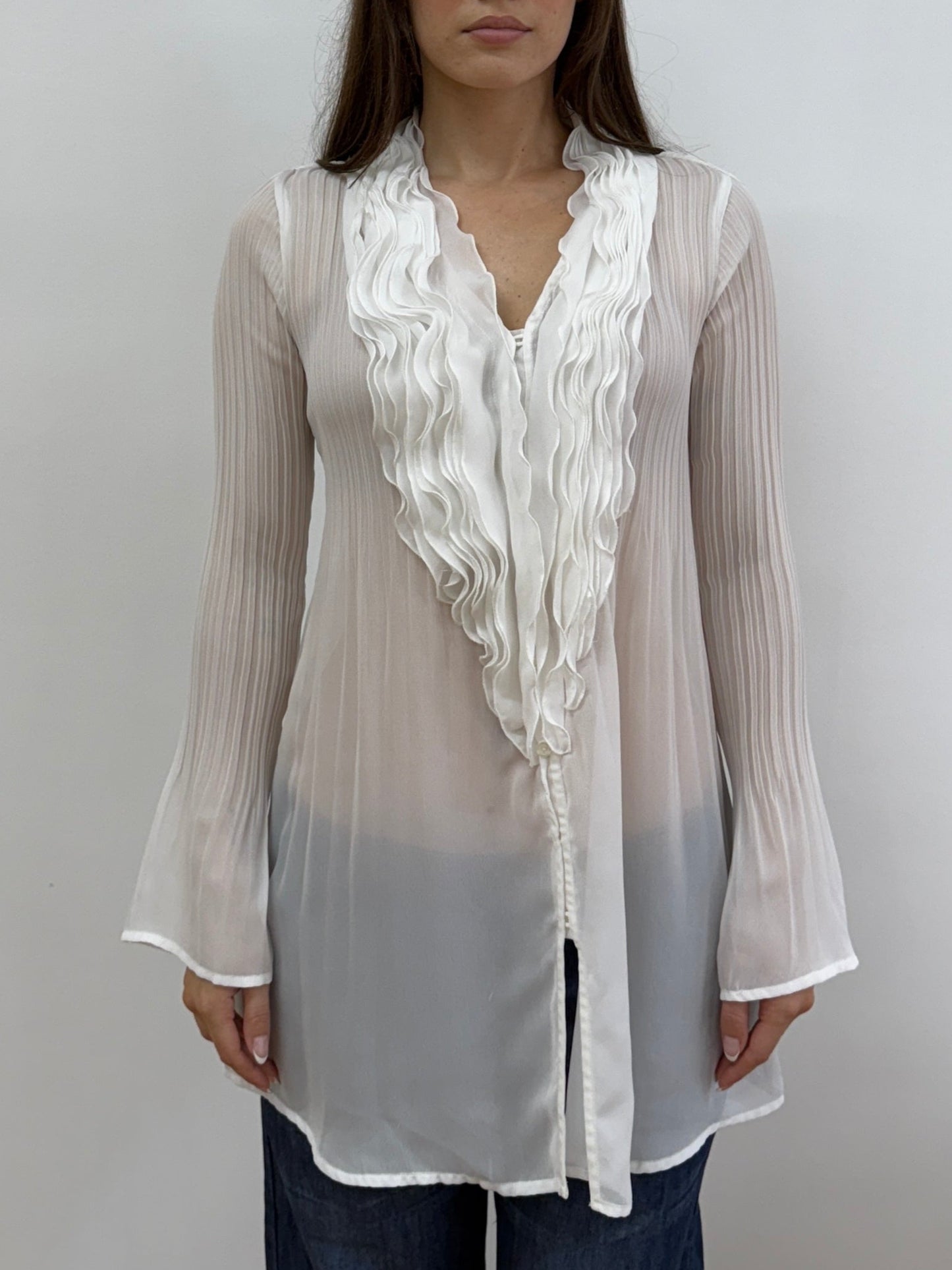 White Tunic with Ruffle Details