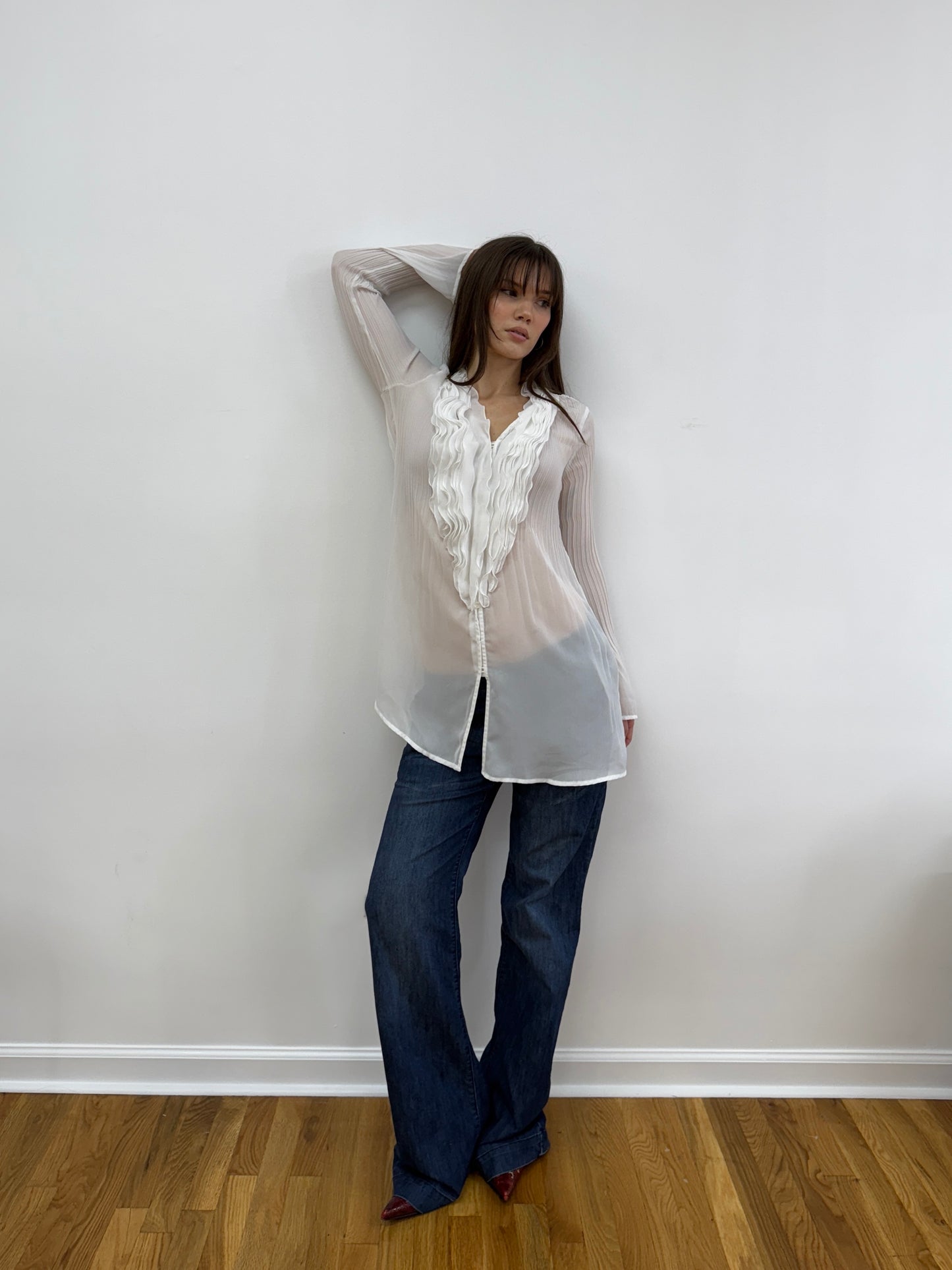 White Tunic with Ruffle Details