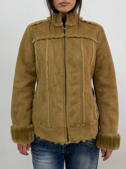 Calvin Klein Suede and Faux Fur Lined Coat