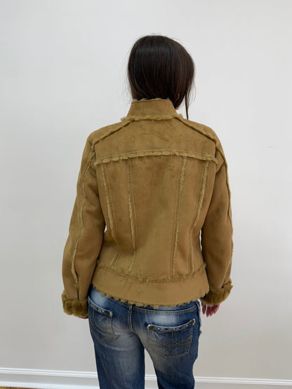 Calvin Klein Suede and Faux Fur Lined Coat