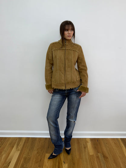 Calvin Klein Suede and Faux Fur Lined Coat