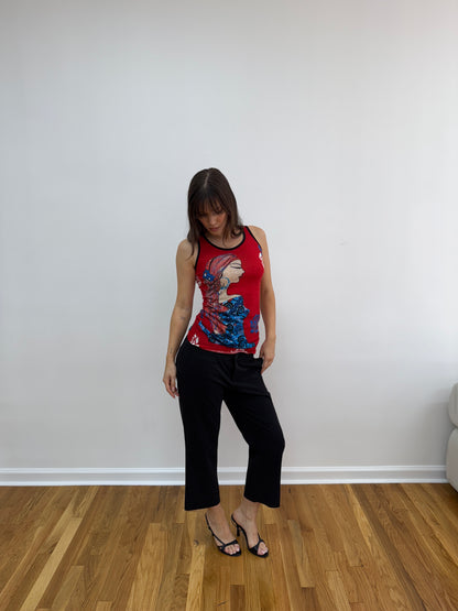 Wide Leg Black Capris