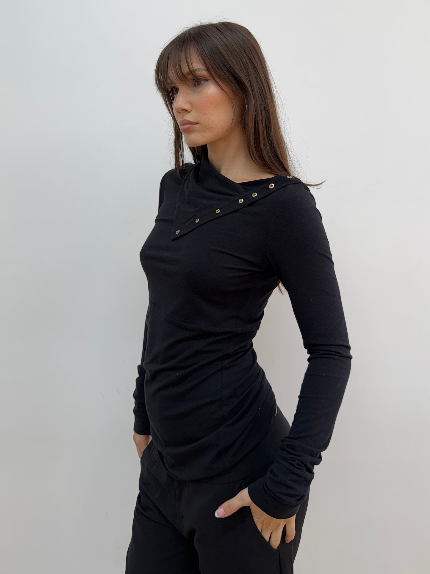 DVF Black Asymmetrical Longsleeve