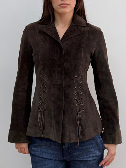 Brown Western Tie Up Jacket