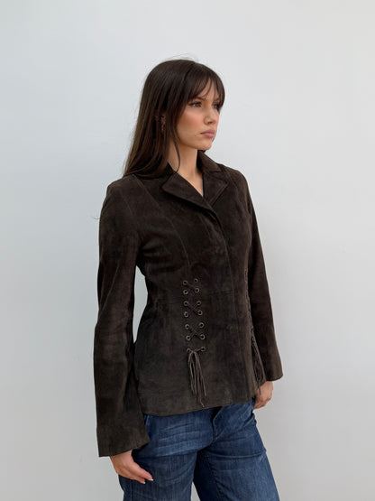Brown Western Tie Up Jacket
