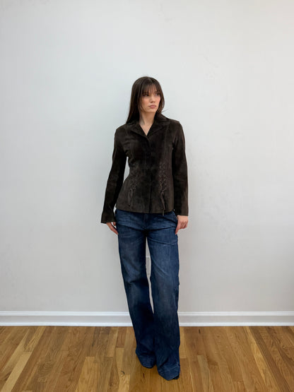 Brown Western Tie Up Jacket