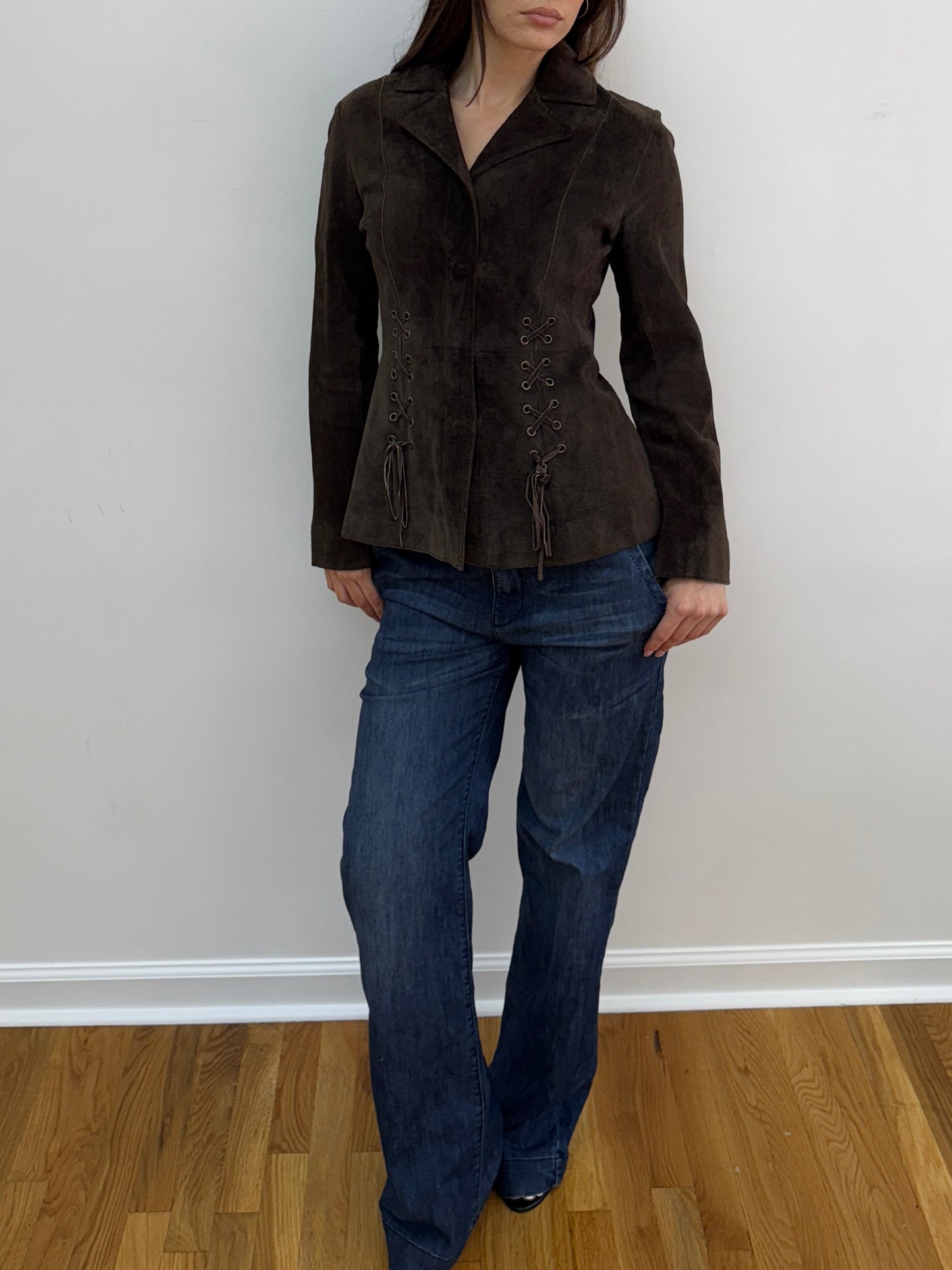 Brown Western Tie Up Jacket