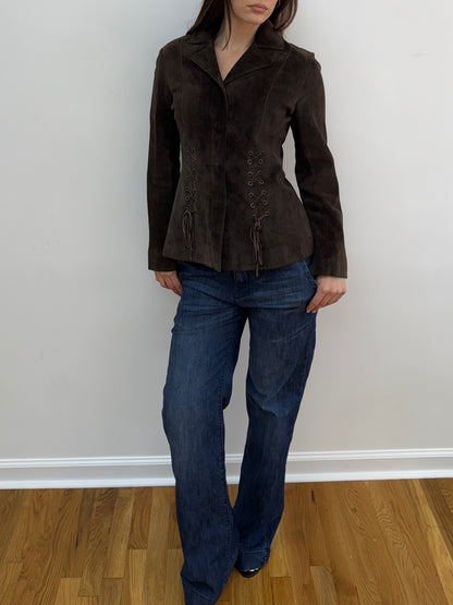 Brown Western Tie Up Jacket