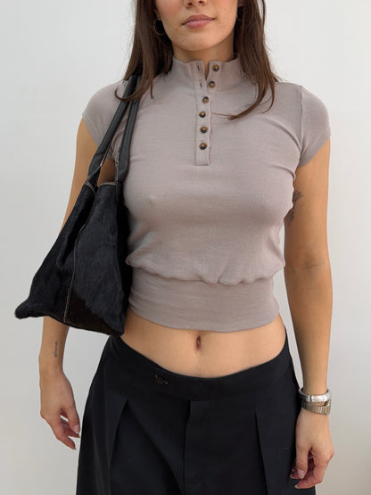 Black Cowhide Bucket Bag