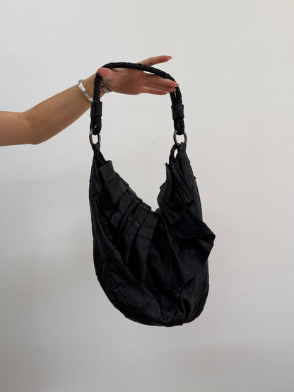 Faux Leather Bag w/ Ruffle Flap