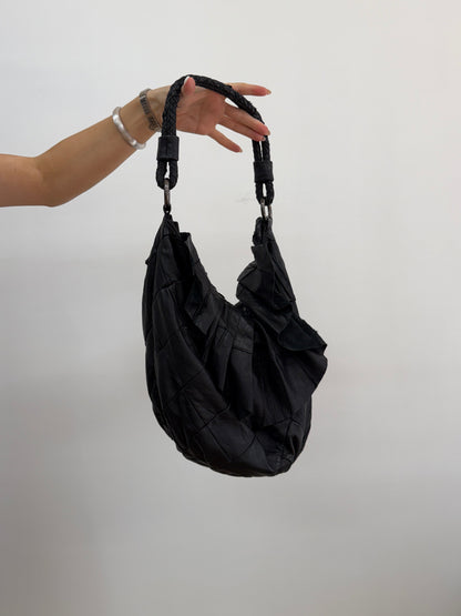 Faux Leather Bag w/ Ruffle Flap