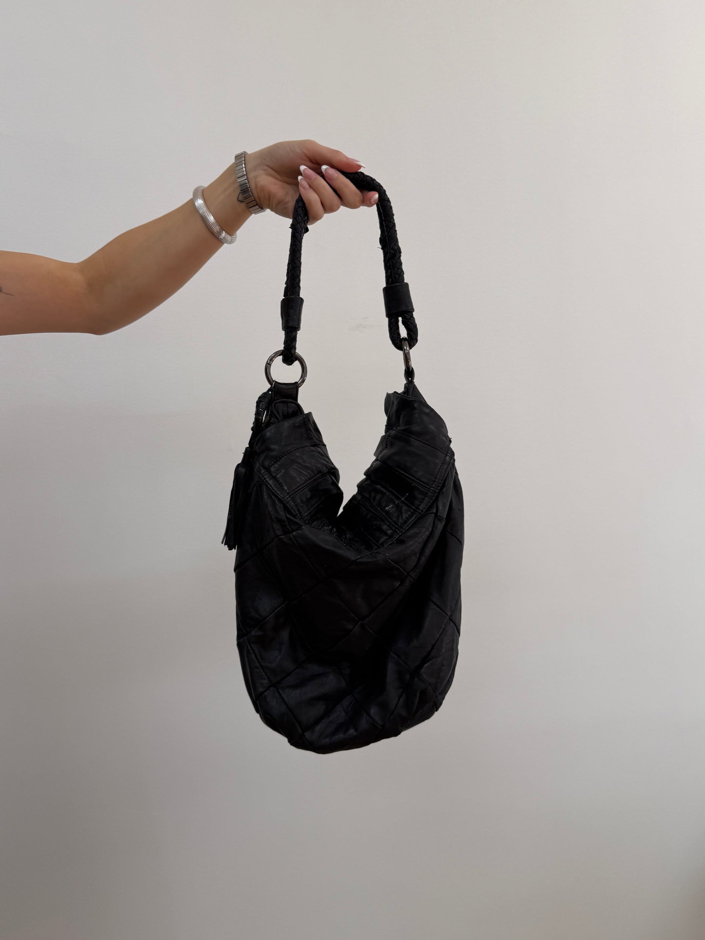 Faux Leather Bag w/ Ruffle Flap