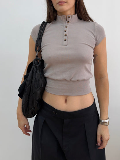 Faux Leather Bag w/ Ruffle Flap