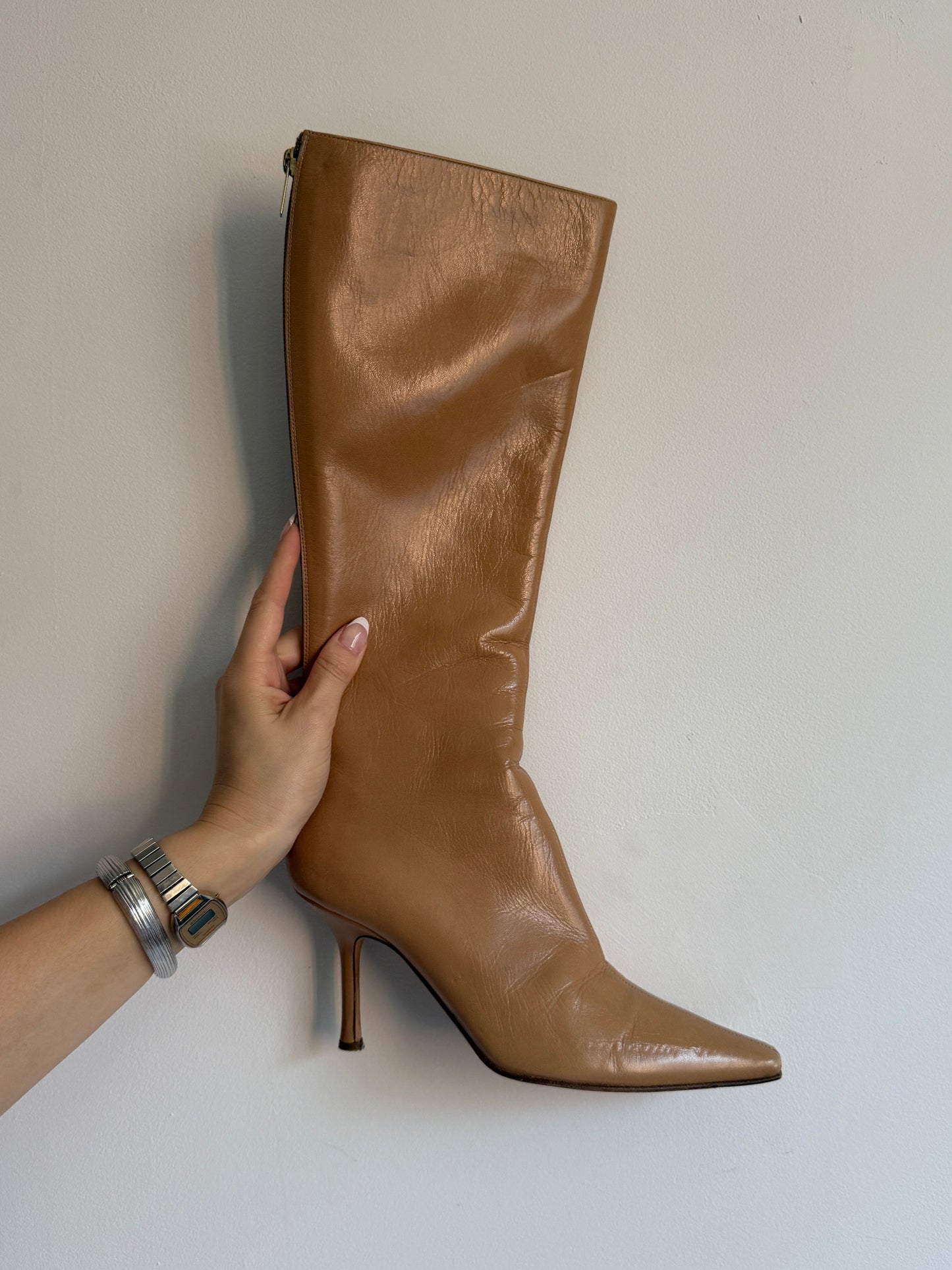 Jimmy Choo Tan Leather Boots IT 37