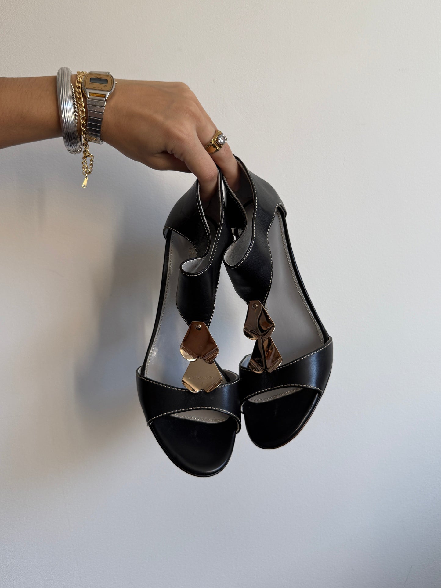 Sergio Rossi Black Heels with Gold Detail IT 36.5