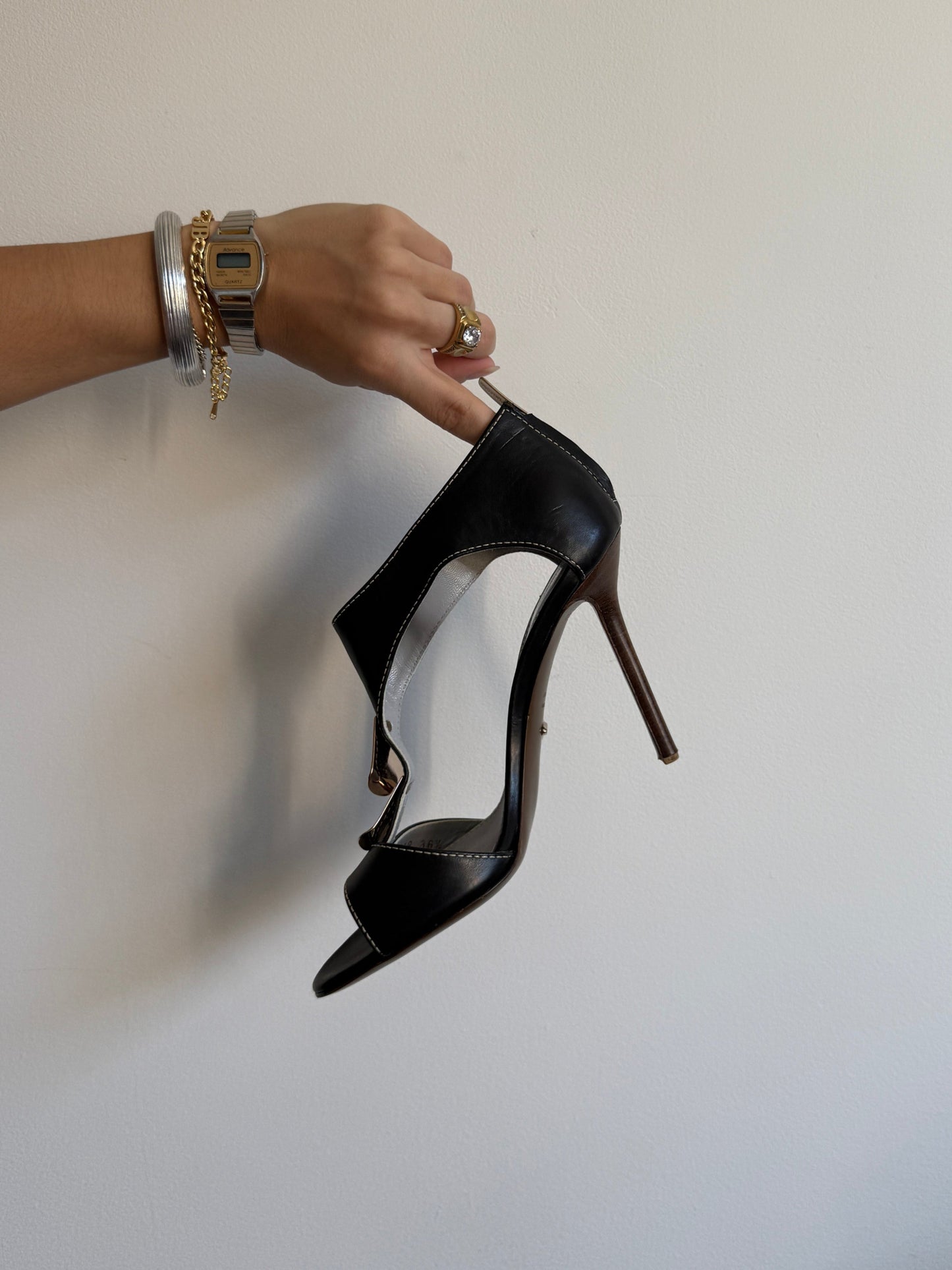 Sergio Rossi Black Heels with Gold Detail IT 36.5