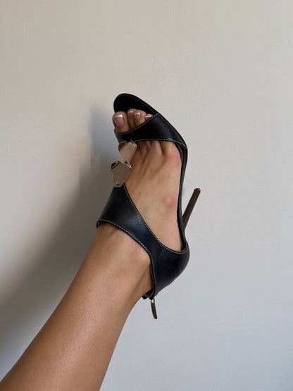 Sergio Rossi Black Heels with Gold Detail IT 36.5