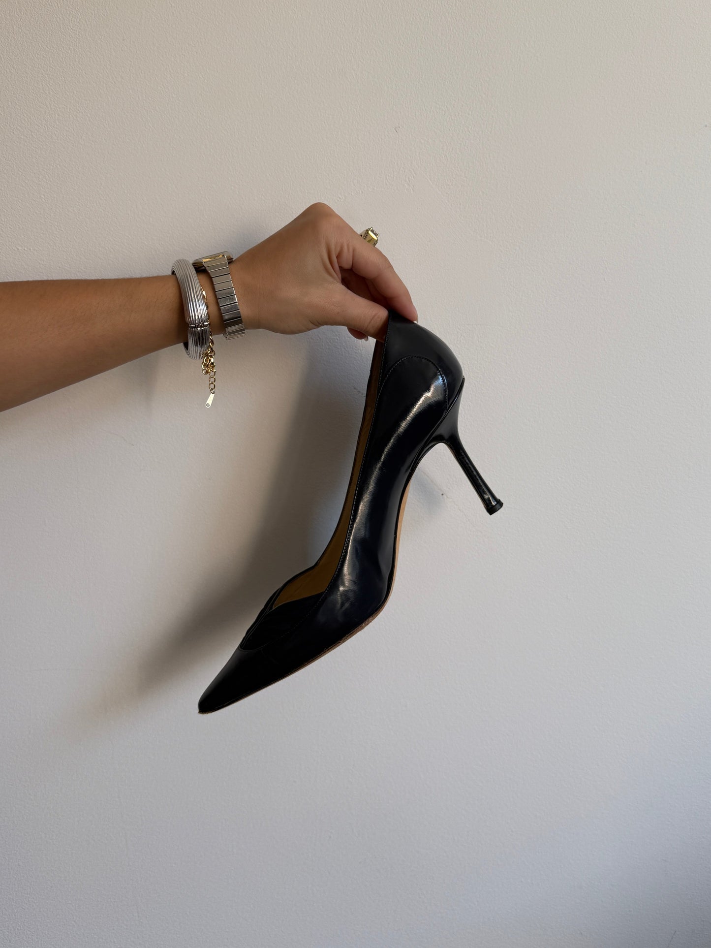 Jimmy Choo Navy Blue Duo Textured Heels IT 38