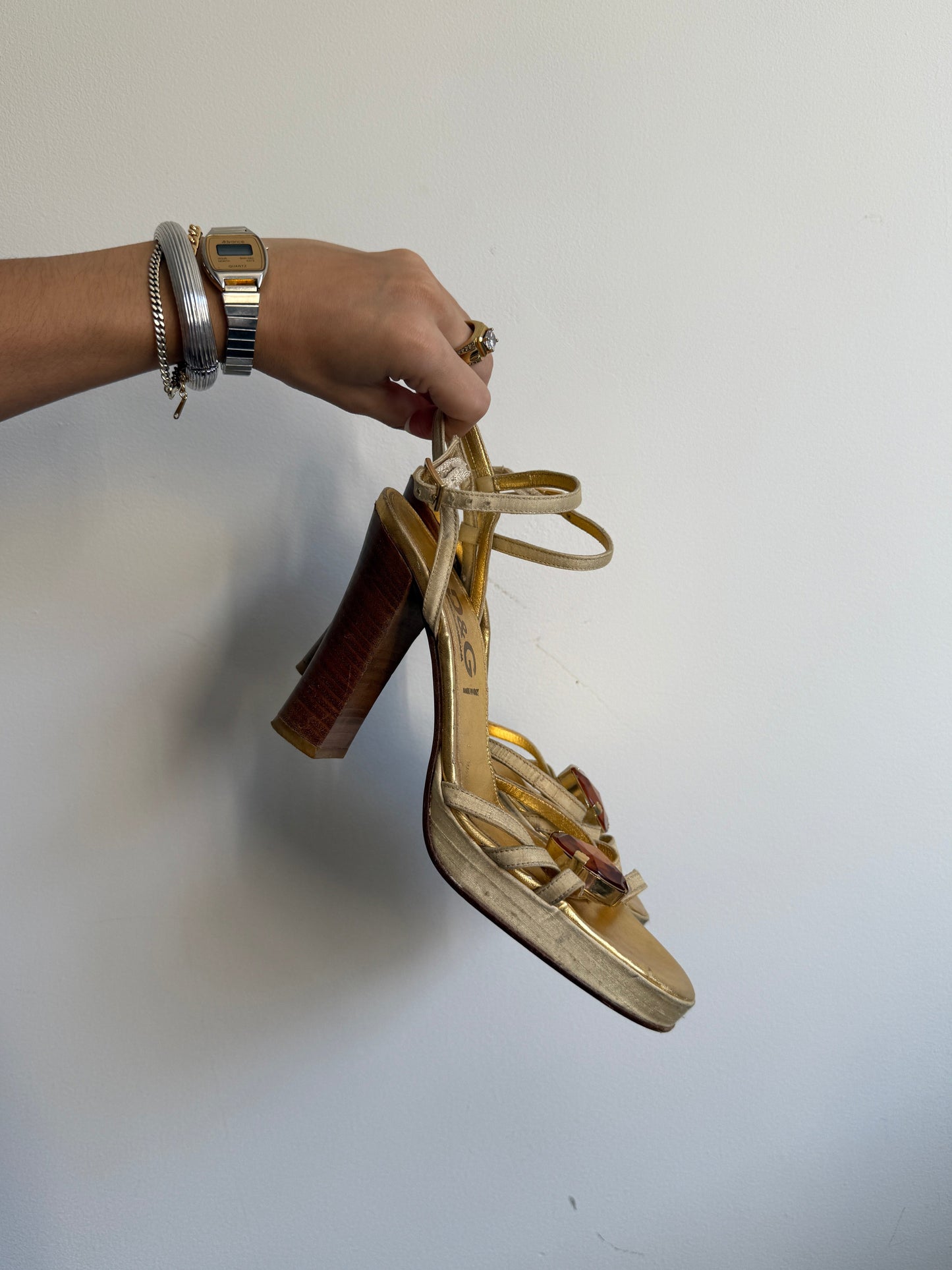 Dolce and Gabbana Orange Stone Heels IT 37