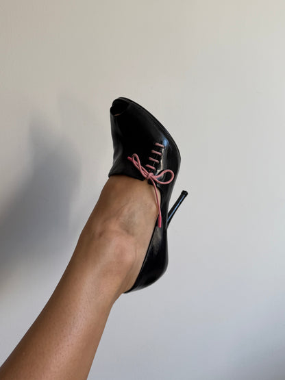 Gucci Black Heels with Pink Ribbon IT 36.5