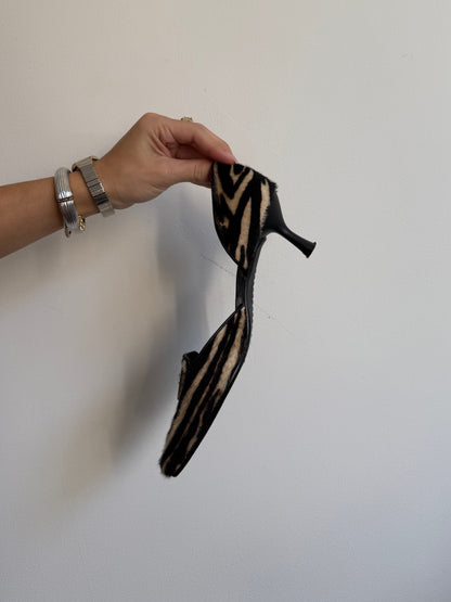 Stuart Weitzman Zebra Pony Hair Kitten Heel 5.5/6