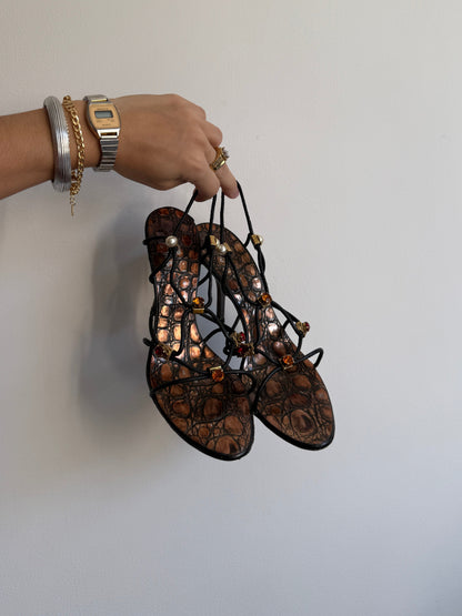 Vicini Stone Sandal Heels 7.5