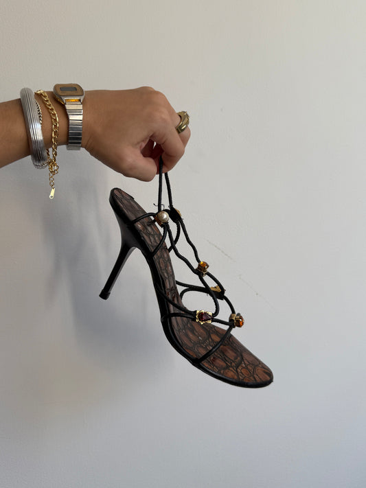 Vicini Stone Sandal Heels 7.5