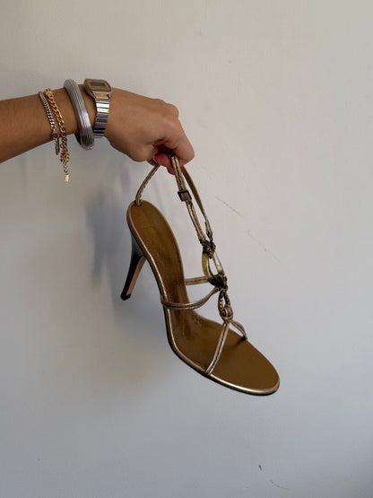 Guiseppe Zanotti Green Stone Bronze Heels IT 38