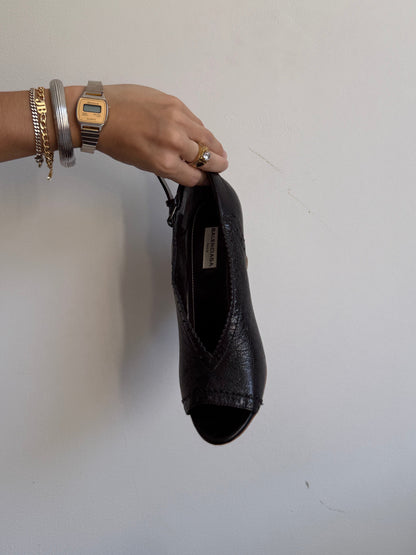 Balenciaga Black Leather Wedges IT 36