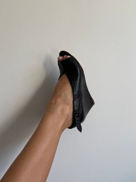 Balenciaga Black Leather Wedges IT 36