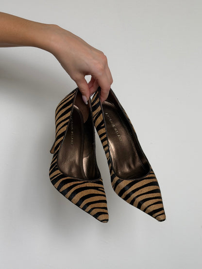 Ponyhair Zebra Heels US 7.5