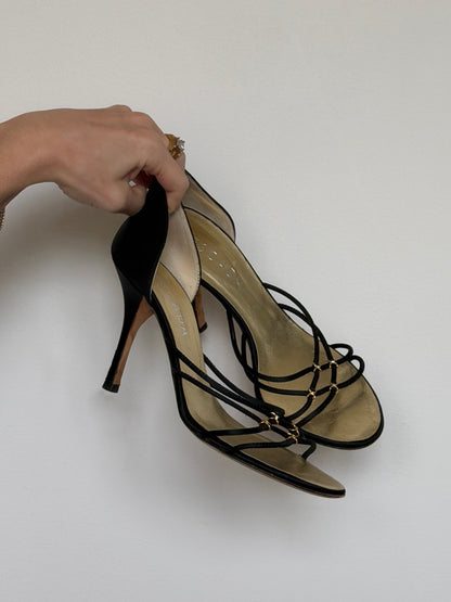 Escada Black Strappy Heels IT 37.5