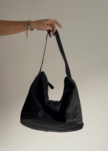 Hobo Shoulder Bag with Metal Hardware